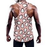 Pink Polka Dot Penguin Pattern Print Training Tank Top