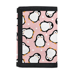 Pink Polka Dot Penguin Pattern Print Trifold Wallet