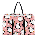 Pink Polka Dot Penguin Pattern Print Utility Tote Bag