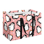 Pink Polka Dot Penguin Pattern Print Utility Tote Bag