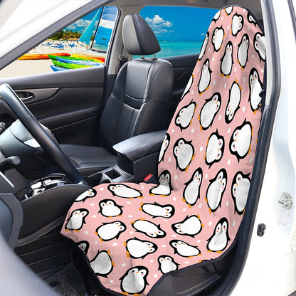 Pink Polka Dot Penguin Pattern Print Waterproof Car Seat Cover