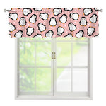 Pink Polka Dot Penguin Pattern Print Window Valance