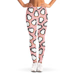Pink Polka Dot Penguin Pattern Print Women's Leggings