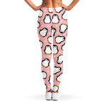 Pink Polka Dot Penguin Pattern Print Women's Leggings