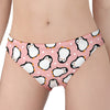 Pink Polka Dot Penguin Pattern Print Women's Panties