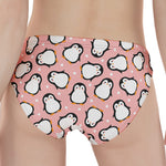 Pink Polka Dot Penguin Pattern Print Women's Panties