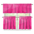 Pink Polygonal Geometric Print 3 Piece Kitchen Curtains