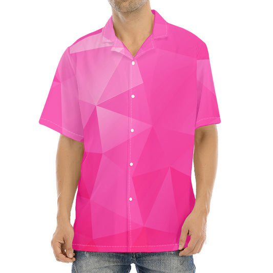 Pink Polygonal Geometric Print Aloha Shirt