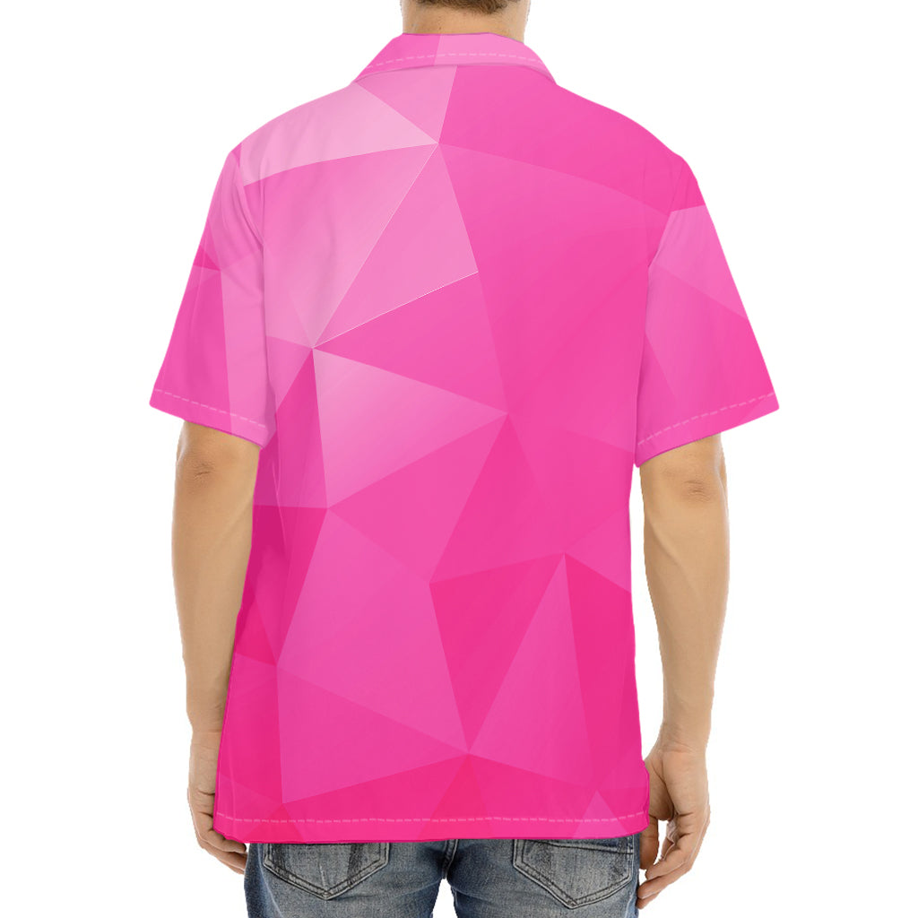 Pink Polygonal Geometric Print Aloha Shirt