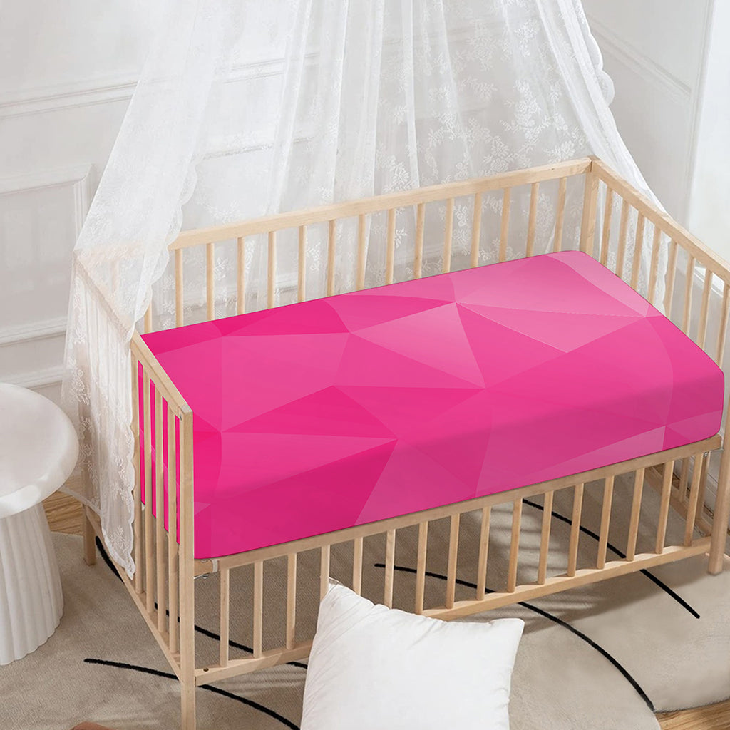 Pink Polygonal Geometric Print Baby Crib Sheet