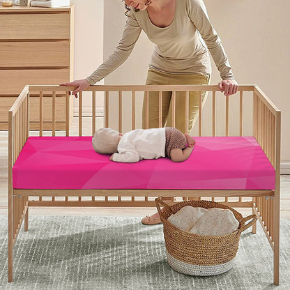 Pink Polygonal Geometric Print Baby Crib Sheet