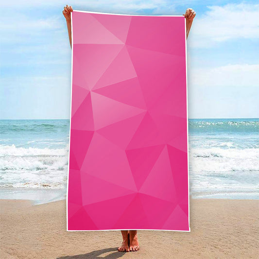 Pink Polygonal Geometric Print Beach Towel