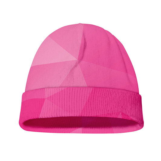 Pink Polygonal Geometric Print Beanie