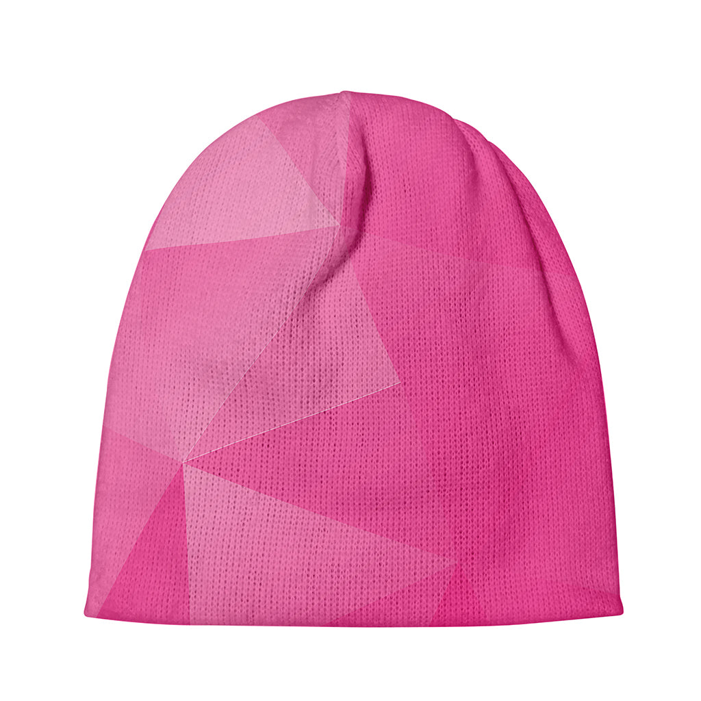 Pink Polygonal Geometric Print Beanie