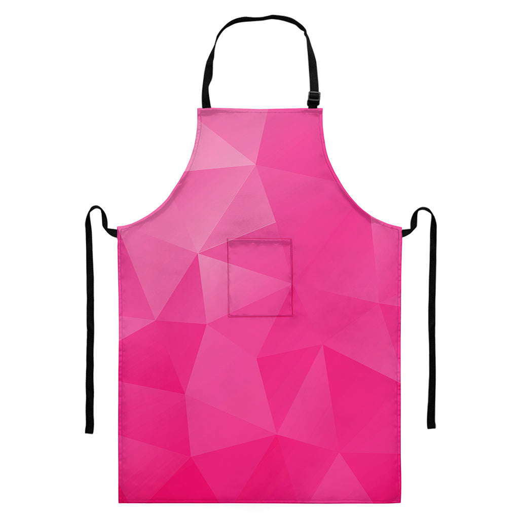 Pink Polygonal Geometric Print Bib Apron With Pocket