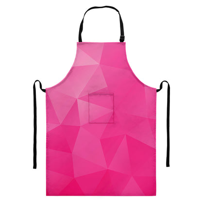 Pink Polygonal Geometric Print Bib Apron With Pocket
