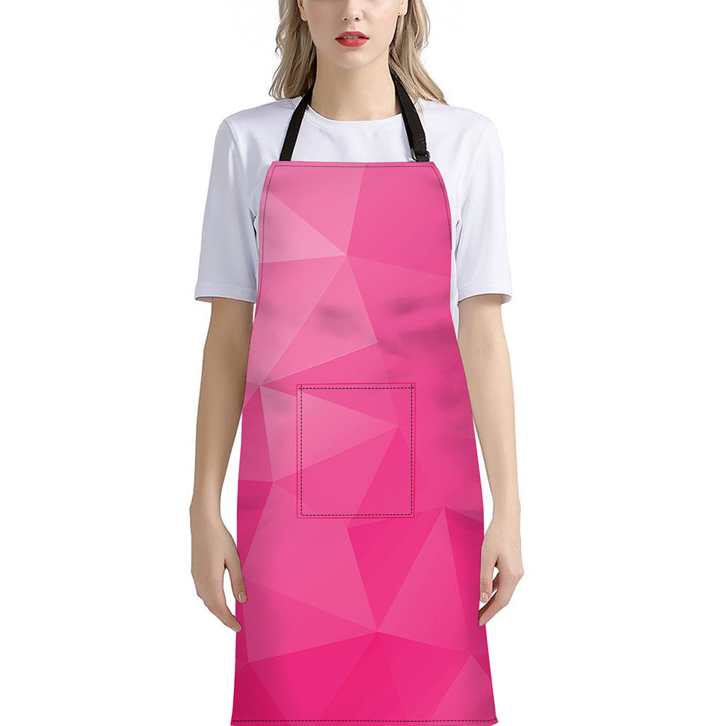 Pink Polygonal Geometric Print Bib Apron With Pocket