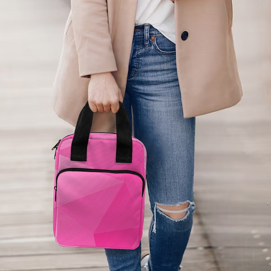 Pink Polygonal Geometric Print Bible Tote Bag