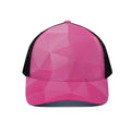 Pink Polygonal Geometric Print Black Mesh Trucker Hat