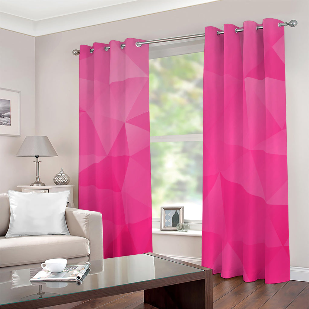 Pink Polygonal Geometric Print Blackout Grommet Curtains