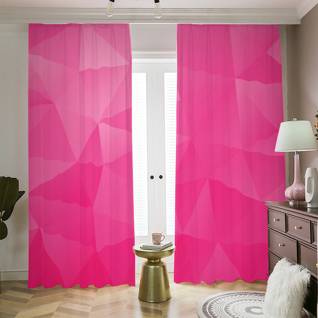 Pink Polygonal Geometric Print Blackout Pencil Pleat Curtains