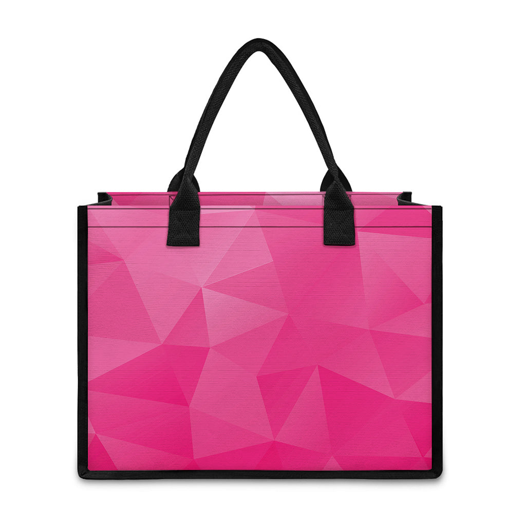 Pink Polygonal Geometric Print Canvas Tote Bag