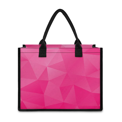 Pink Polygonal Geometric Print Canvas Tote Bag