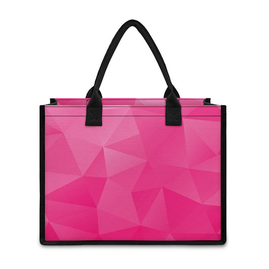 Pink Polygonal Geometric Print Canvas Tote Bag