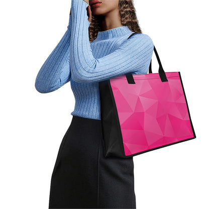 Pink Polygonal Geometric Print Canvas Tote Bag