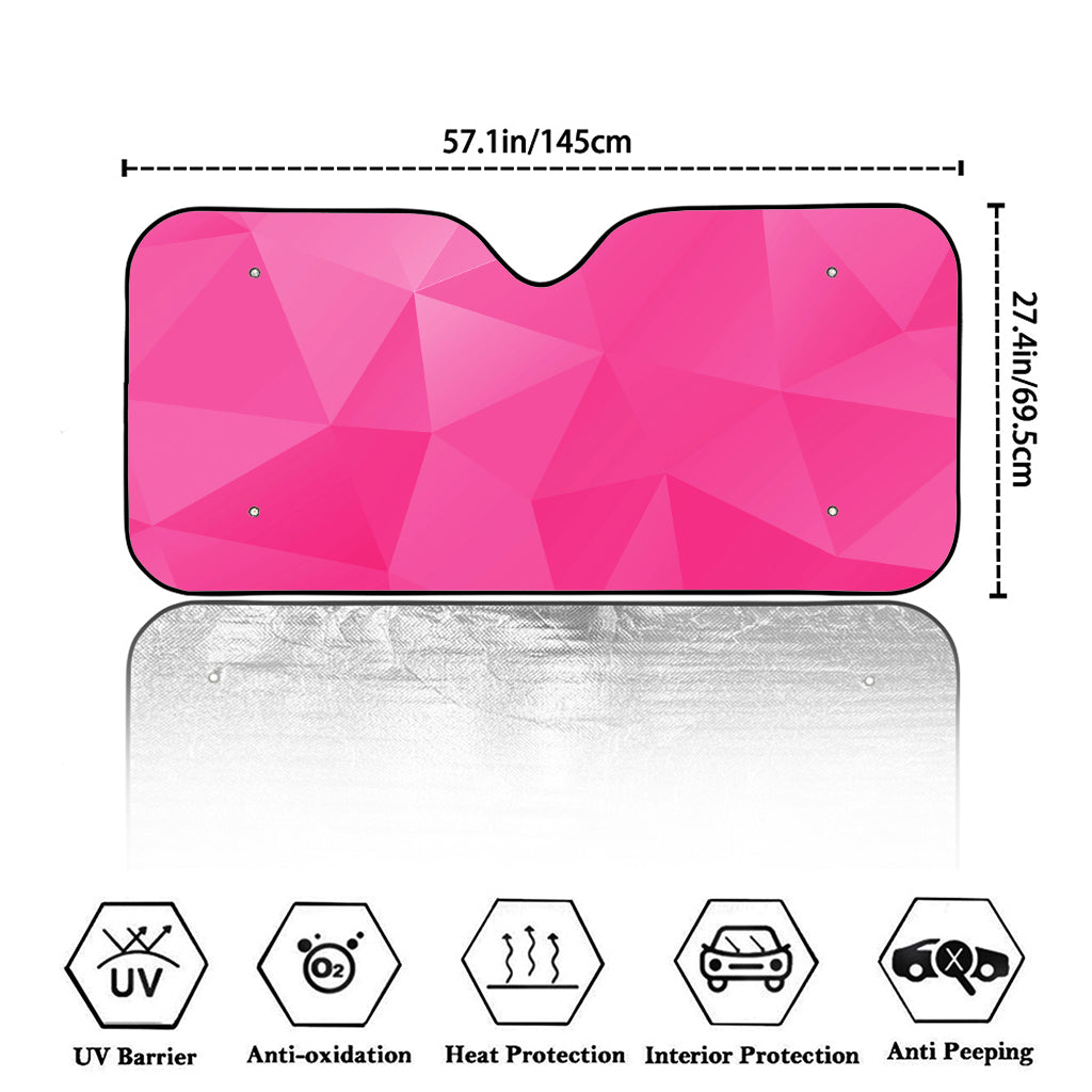 Pink Polygonal Geometric Print Car Windshield Sun Shade