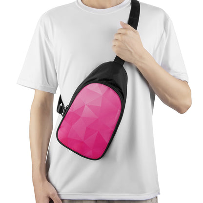 Pink Polygonal Geometric Print Chest Bag