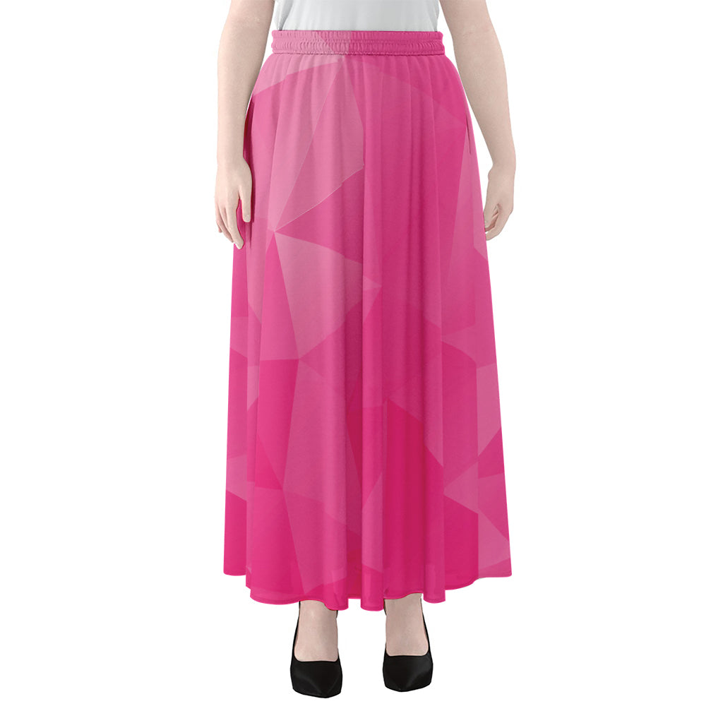 Pink Polygonal Geometric Print Chiffon Maxi Skirt
