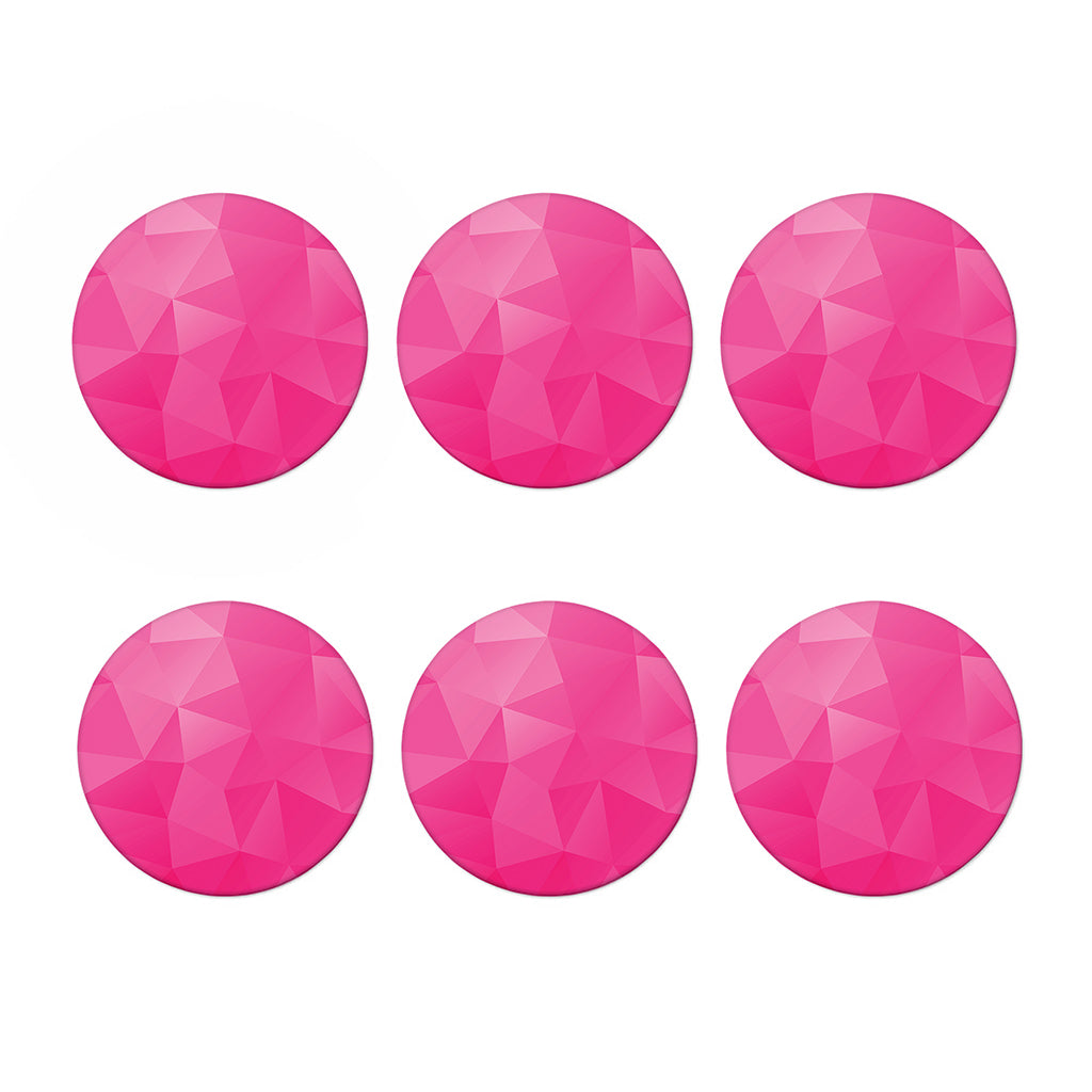 Pink Polygonal Geometric Print Coaster Set