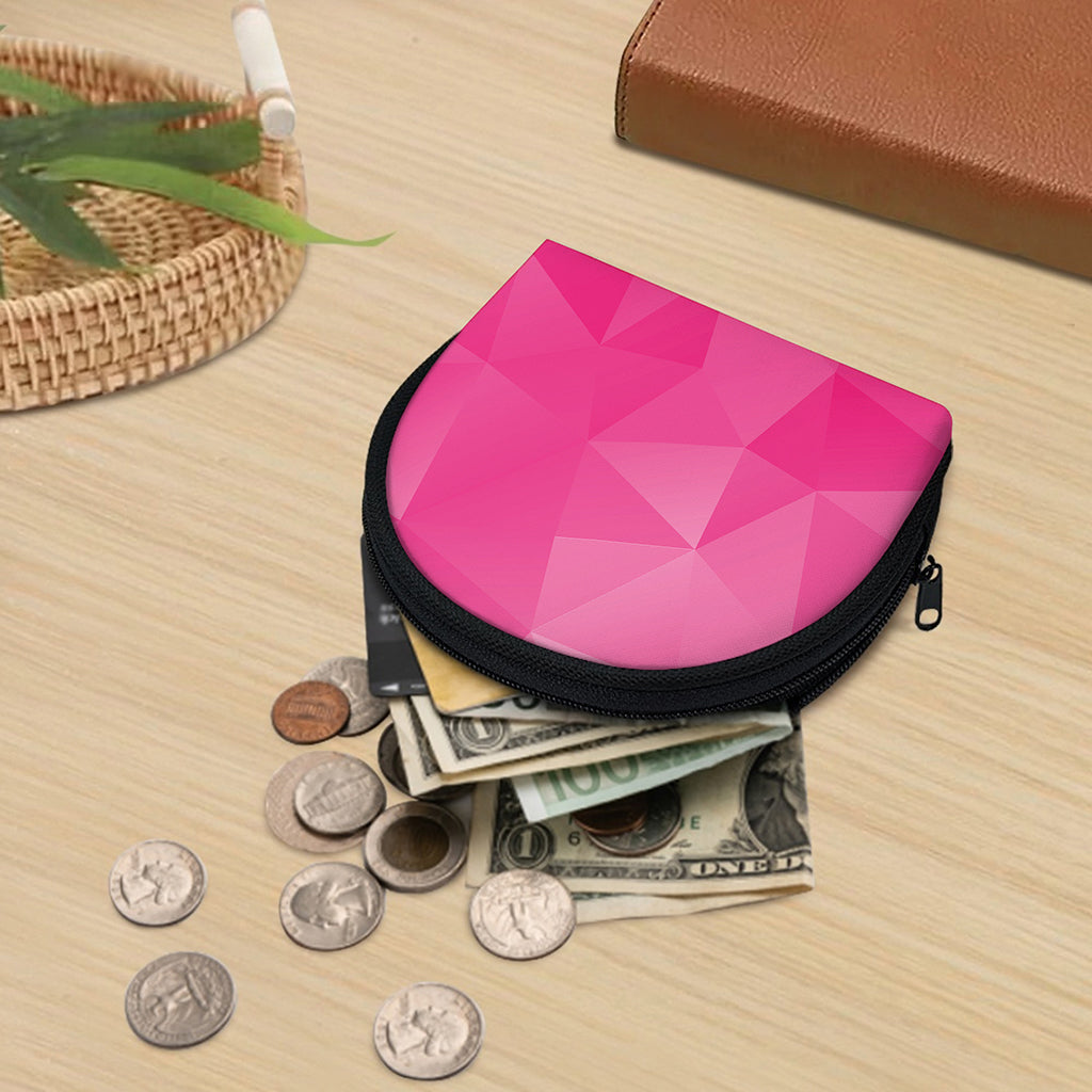 Pink Polygonal Geometric Print Coin Purse