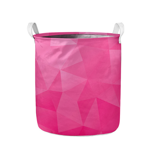 Pink Polygonal Geometric Print Collapsible Laundry Basket