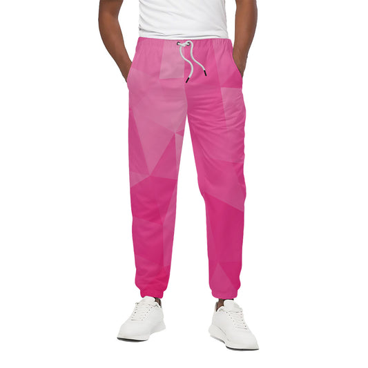 Pink Polygonal Geometric Print Cotton Pants