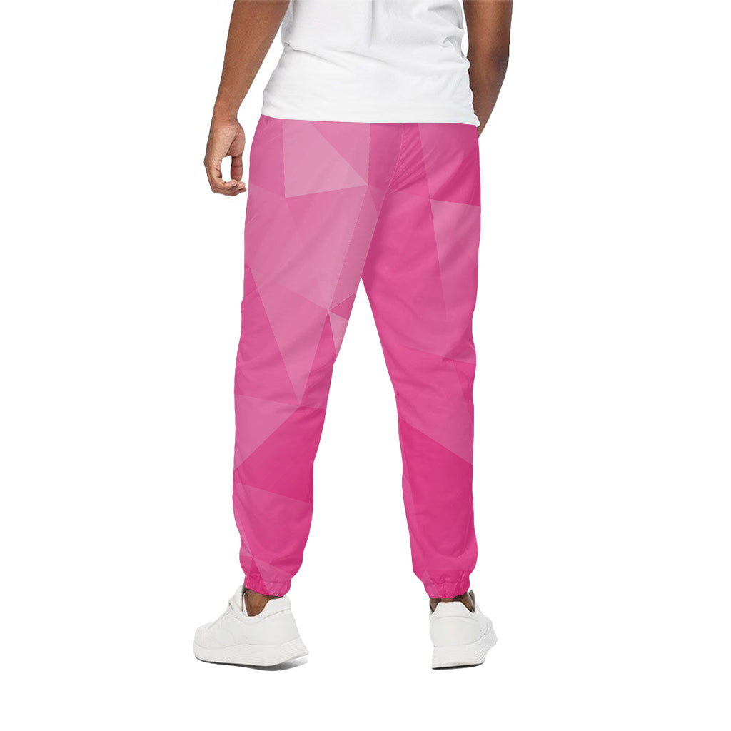 Pink Polygonal Geometric Print Cotton Pants