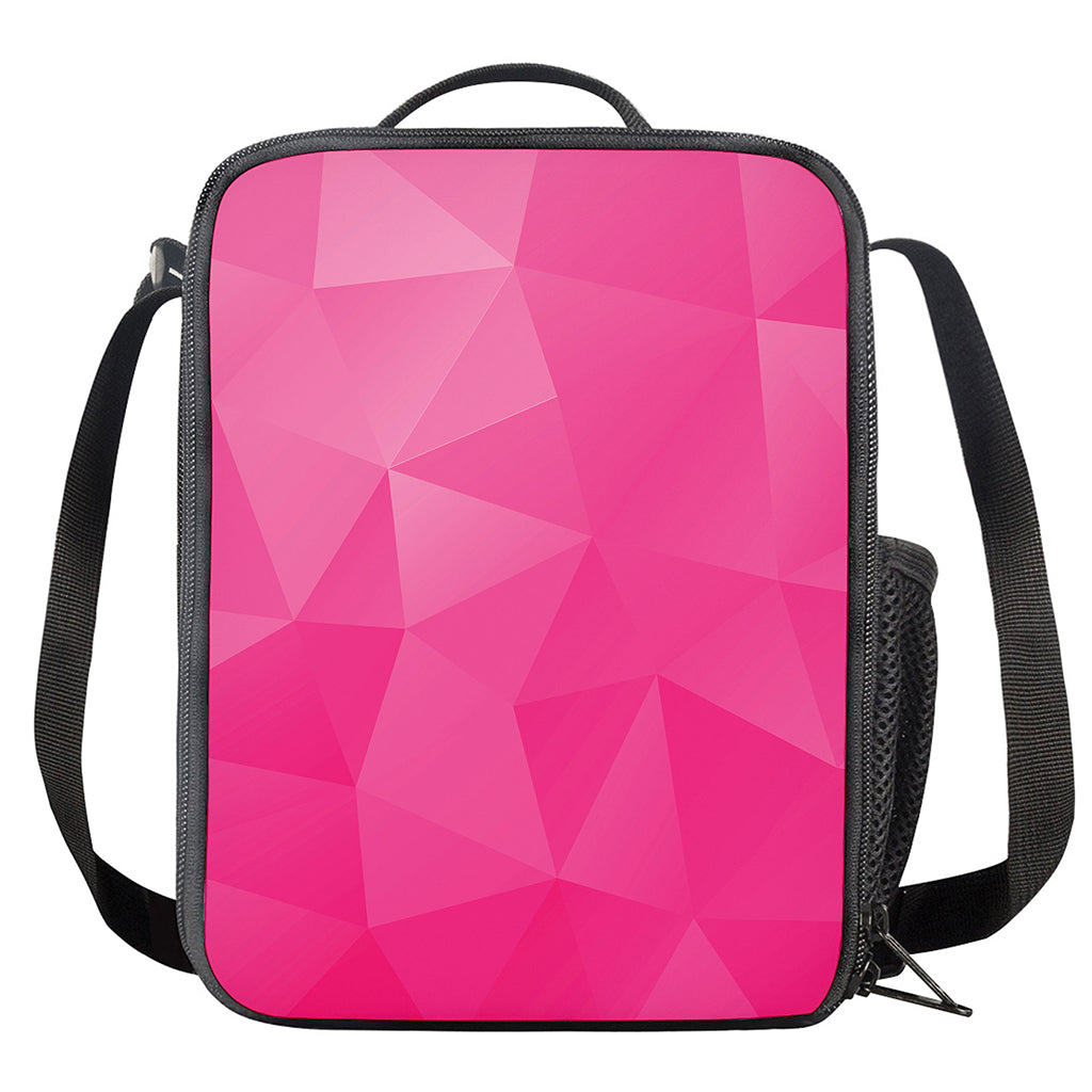 Pink Polygonal Geometric Print Crossbody Lunch Bag