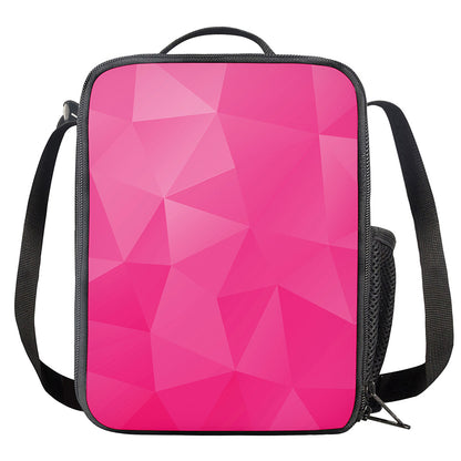 Pink Polygonal Geometric Print Crossbody Lunch Bag