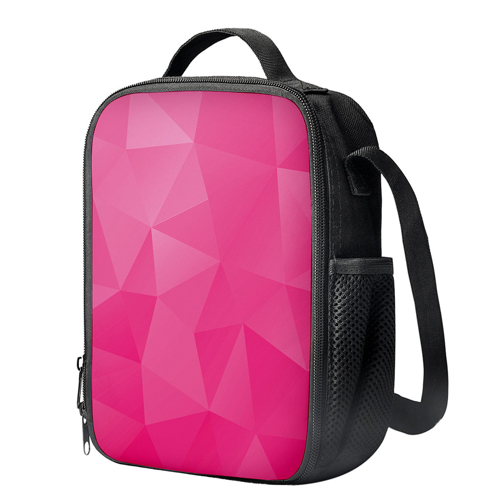 Pink Polygonal Geometric Print Crossbody Lunch Bag