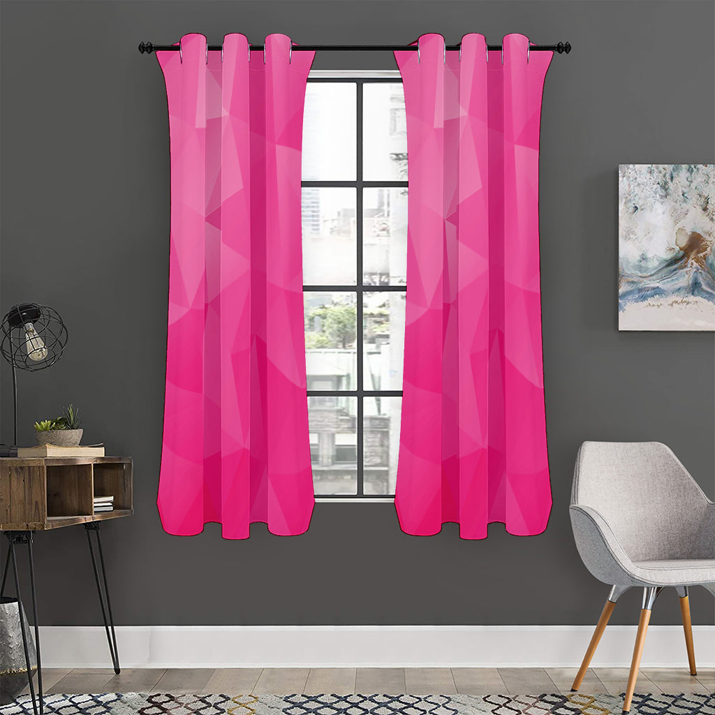 Pink Polygonal Geometric Print Curtain