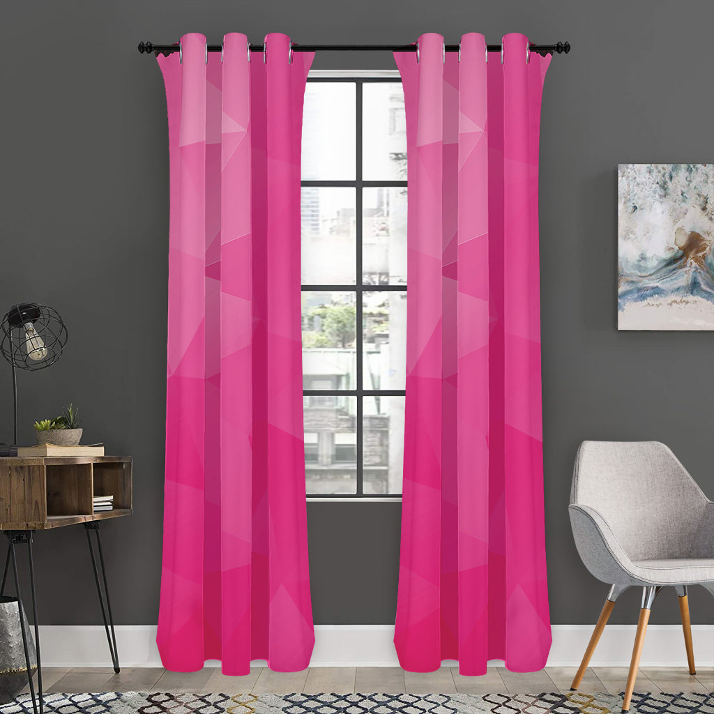 Pink Polygonal Geometric Print Curtain
