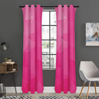 Pink Polygonal Geometric Print Curtain