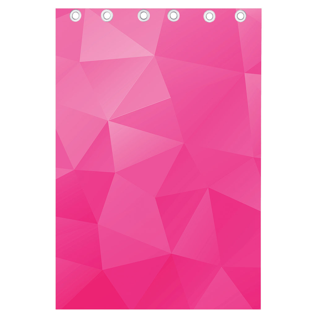 Pink Polygonal Geometric Print Curtain