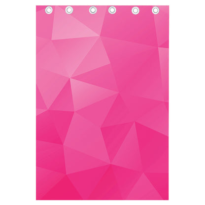 Pink Polygonal Geometric Print Curtain