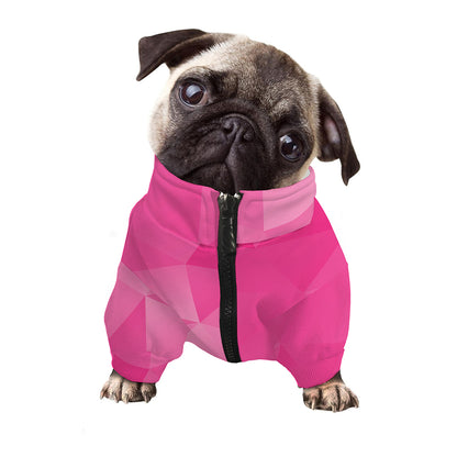 Pink Polygonal Geometric Print Dog Zip Up Jacket