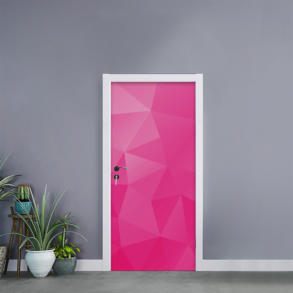 Pink Polygonal Geometric Print Door Sticker