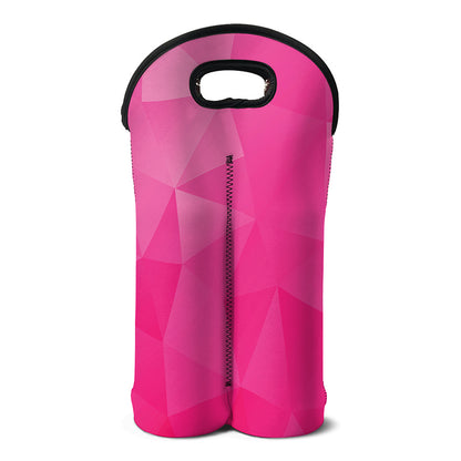 Pink Polygonal Geometric Print Double Neoprene Wine Tote