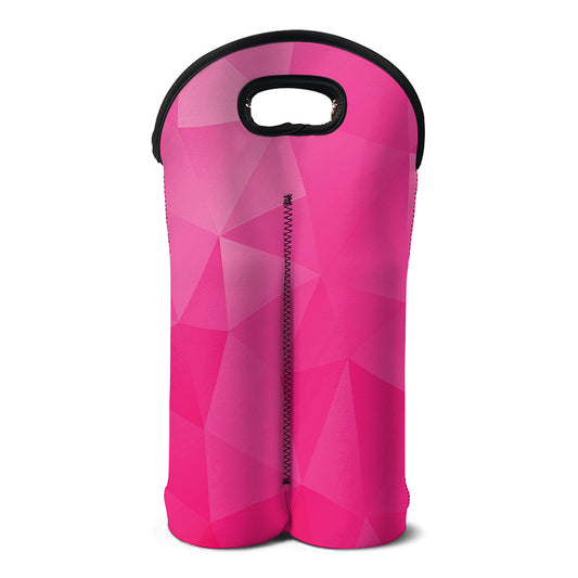 Pink Polygonal Geometric Print Double Neoprene Wine Tote