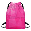 Pink Polygonal Geometric Print Drawstring Backpack